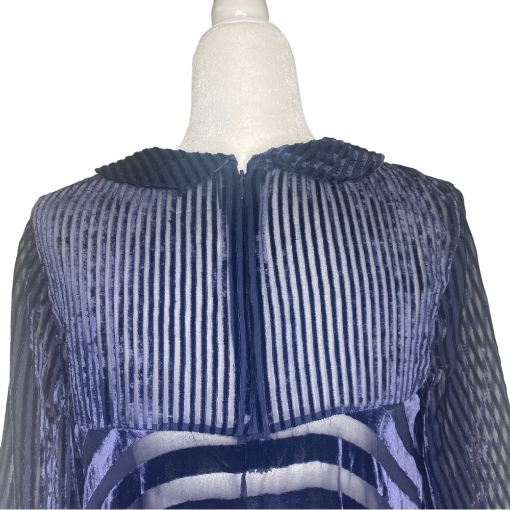 ASOS Sheer Velvet Midnight Blue Babydoll Dress Sz 10 - Picture 5 of 11